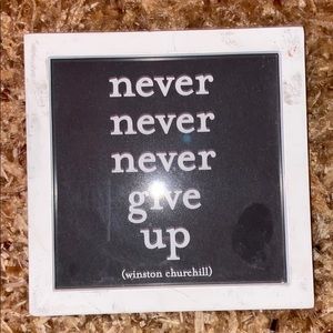 Never give up framed sign (small)